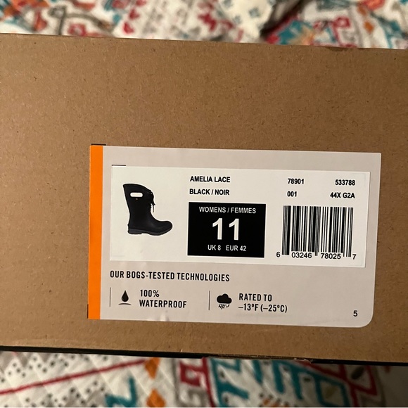 Bogs Black Amelia Lace-Up Rain Boot - Women 11 100% Waterproof - Picture 5 of 16
